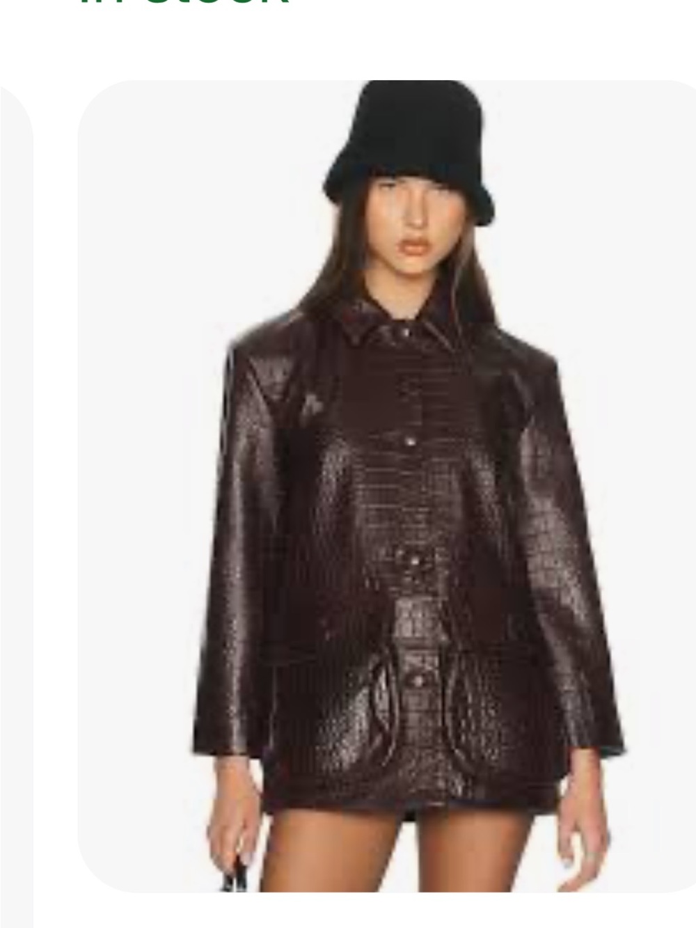 Helsa Schoolyard Jacket in Leather with Croc Emboss in Fudge